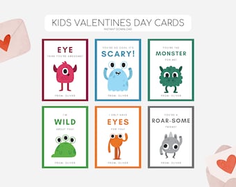 Kinder Monster Valentinstag Karten, druckbare Valentinstag Tags, Kid Monster Valentinstag Karten, Freund Monster Vday Karten, Sofort Download