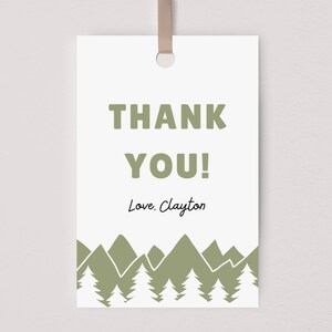 Ein glücklicher Camper Danke Tag, Camping erster Geburtstag Party Favor Tag, moderne Junge Camp Party Dekor, bearbeitbare Vorlage, sofortiger Download