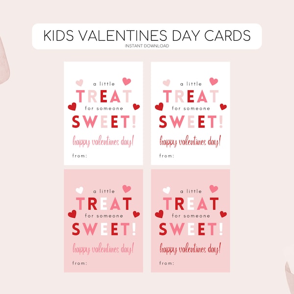 Printable Valentine's Day Tag, Sweet Treat Valentines Day Tag, Valentine Gift Label, Kids School Printable Tag, Instant Download