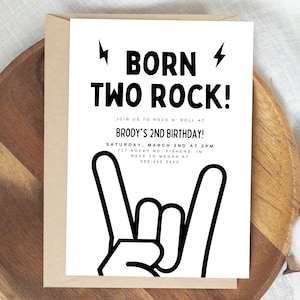 Rock and Roll Geburtstagseinladung, Born Two Rock Invite, Rock N Roll, Musik Geburtstag, Rolling Stones, bearbeitbare Vorlage, Sofortiger Download