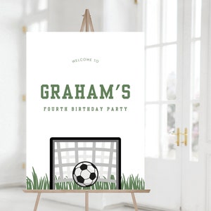 Soccer Birthday Welcome Sign, Sport Birthday Party Decorations, Modern Soccer Birthday Decor, Editable Template, Instant Download
