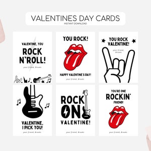 Cartes de Saint-Valentin rock and roll, étiquettes imprimables de la Saint-Valentin, étiquette rock n roll Kid Vday, rocker moderne Saint-Valentin, téléchargement immédiat modifiable