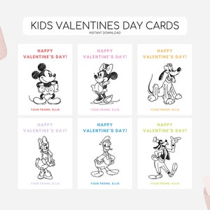 Cartes de Saint-Valentin Mickey et ses amis, étiquettes imprimables de Saint-Valentin, étiquette Mickey Mouse, Mickey moderne Saint-Valentin, téléchargement immédiat modifiable