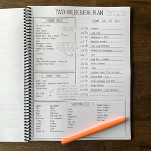 Meal Planning with a Purpose Two Week Meal Planner One Year Meal Planning Book Grocery List Meal Planner Notebook Meal Prep image 9