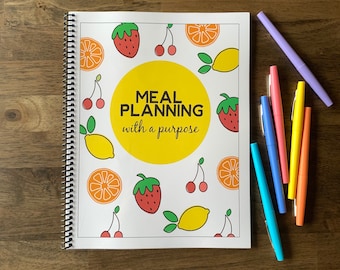 Meal Planning with a Purpose - Two Week Meal Planner - One Year Meal Planning Book - Grocery List - Meal Planner Notebook - Meal Prep