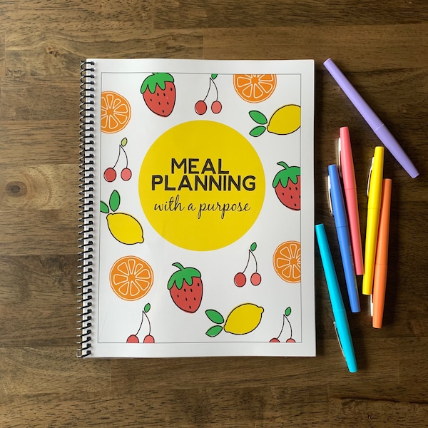 Meal Planning with a Purpose - Two Week Meal Planner - One Year Meal Planning Book - Grocery List - Meal Planner Notebook - Meal Prep