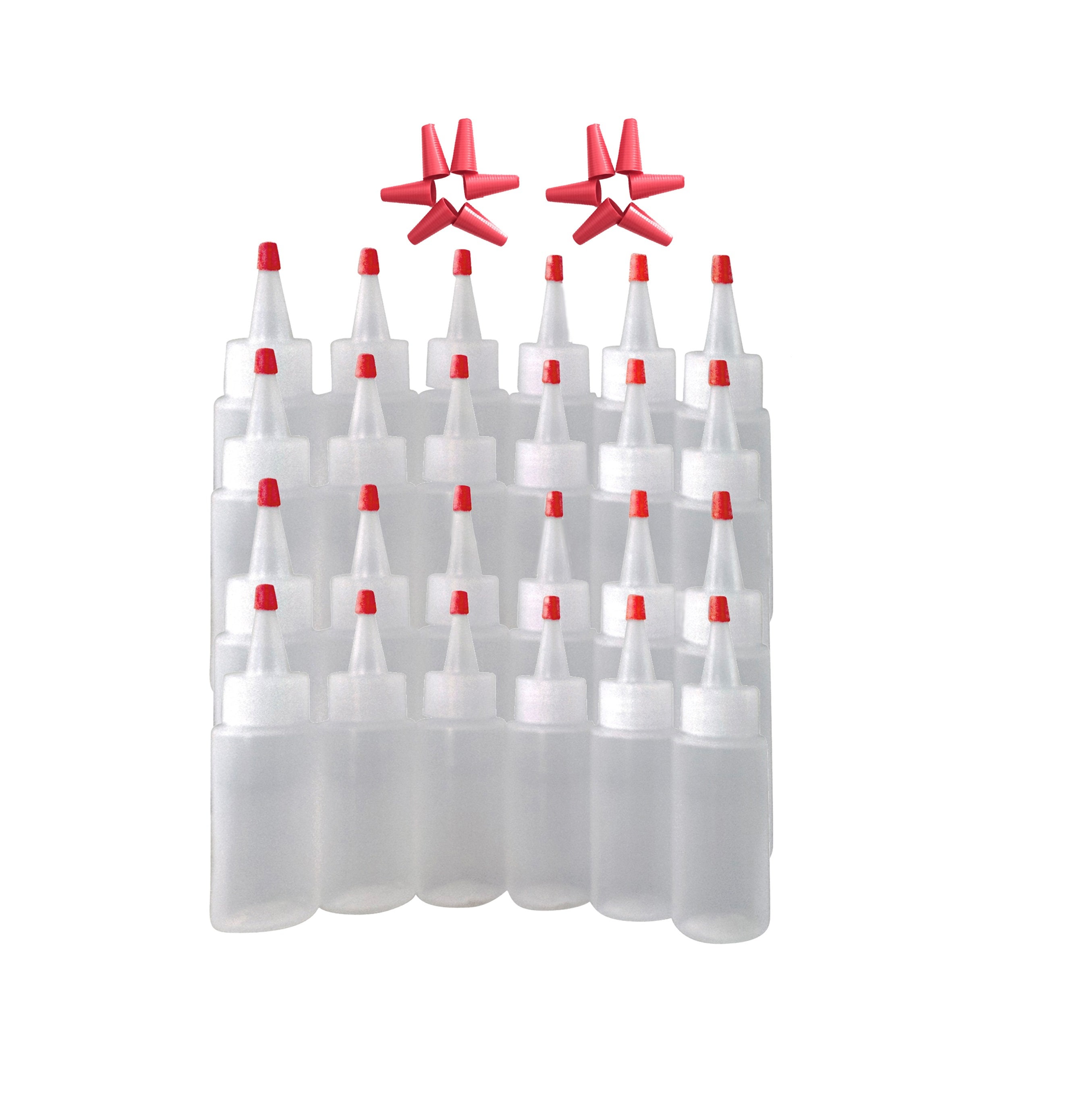 2oz Plastic Squeeze Bottles 24/pk Yorker Red Tip Caps Refillable