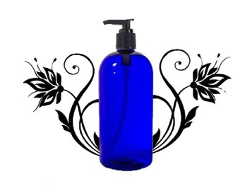 16oz Blue Plastic Bottle PET 1/pk Refillable Bottle Black Pump Dispenser For Shampoo Hand Soap Hand Cream Body Wash Eco Friendly Reuse