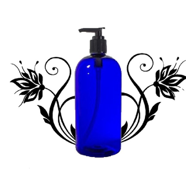 16oz Blue Plastic Bottle PET 1/pk Refillable Bottle Black Pump Dispenser For Shampoo Hand Soap Hand Cream Body Wash Eco Friendly Reuse