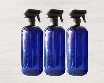 32oz Blue Trigger Spray Plastic Bottle 3/pk All Purpose Kitchen Bathroom Cleaner Disinfectant Refillable Reuseable Eco Friendly Shatter Proo