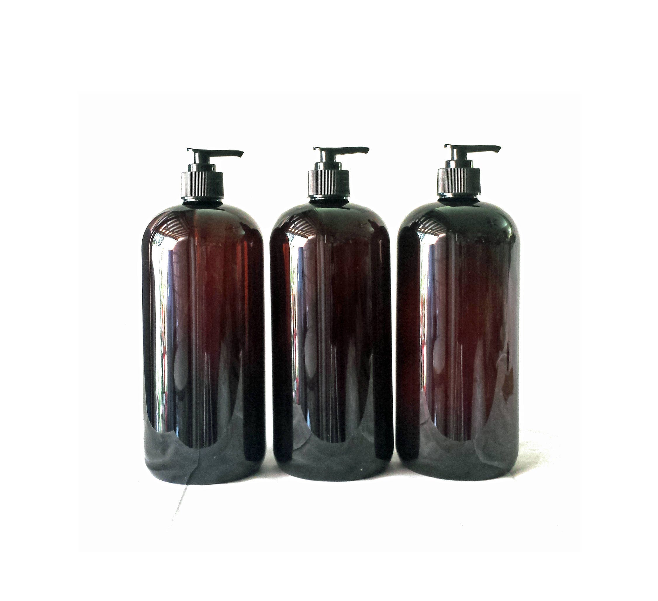 【SALE／83OFF】 4pcs Amber Dispenser Bottles 500ml Pump Empty Plastic
