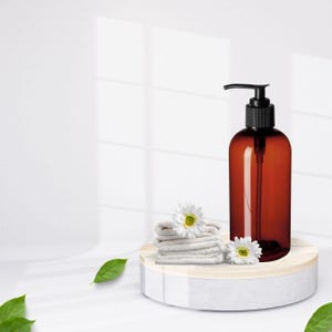 12 Unzen Bernstein Kunststoff-Flasche PET 1 / pk nachfüllbare Flasche schwarz Pumpspender für Shampoo Handseife Handcreme Körperwäsche Umweltfreundlich wiederverwendbar
