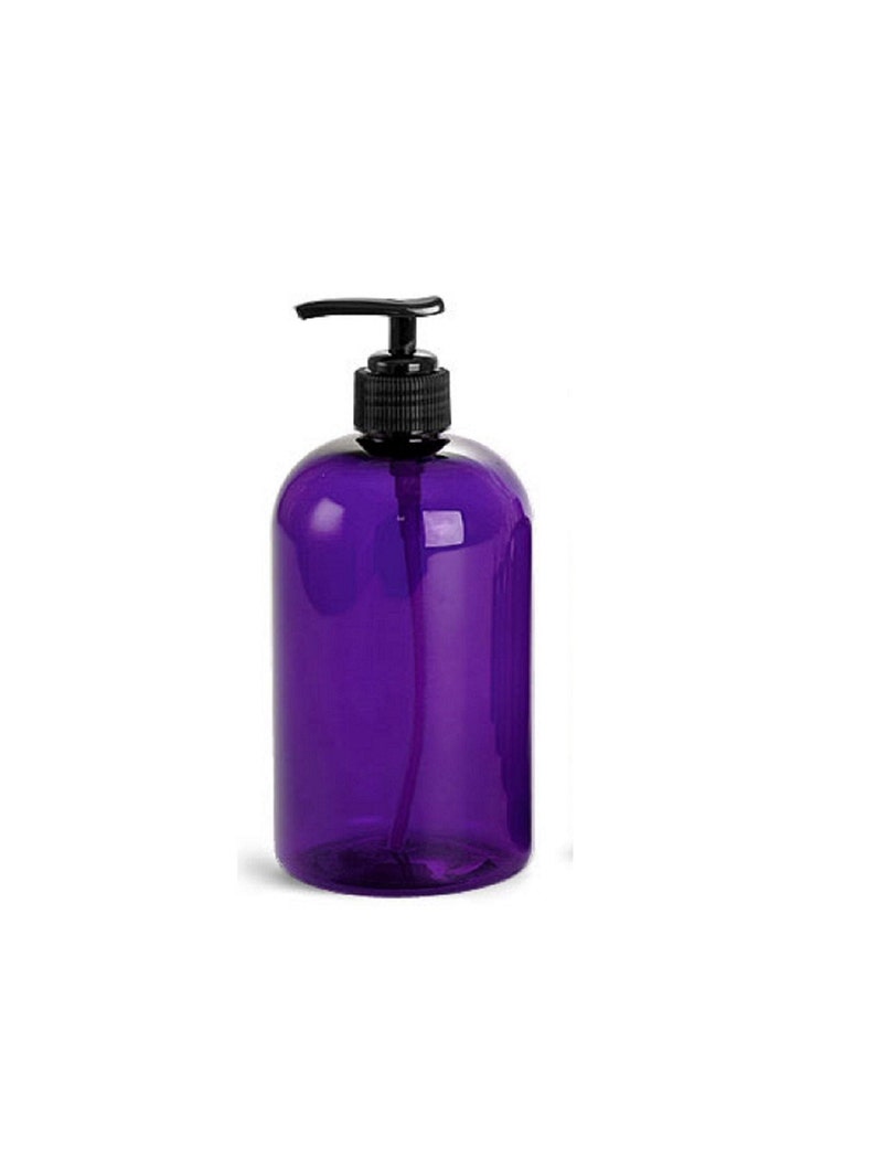 16oz Purple or Amber Plastic Bottle PET 1/pk Refillable Bottle Black Pump Dispenser For Shampoo Hand Soap Hand Cream Body Wash Reuseable Purple