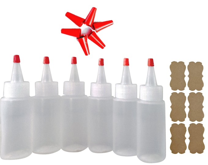 2oz LDPE Squeeze Bottles Durable Plastic 6/pk with Yorker Red Cap Multi Purpose Refillable Bottles