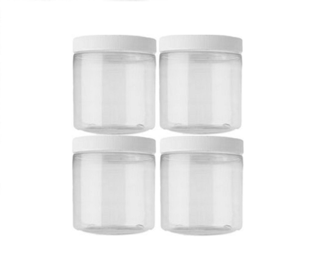 16oz Clear Plastic Jars 4/pk PET Straightsided Plastic Food Safe