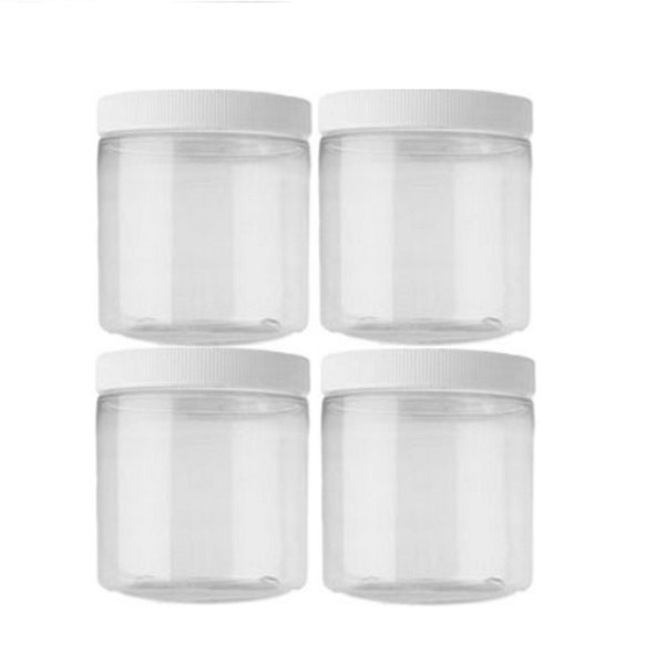 16oz Clear Plastic Jars 4/pk PET Straight-Sided Plastic Food Safe Cosmetics bath salts bath and body care products craft Slime Container