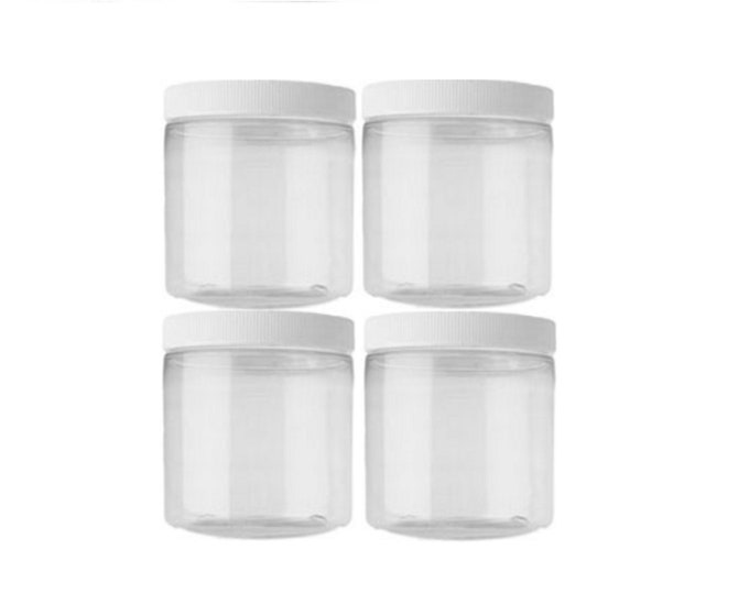 16oz Clear Plastic Jars 4/pk PET Straight-Sided Plastic Food Safe Cosmetics bath salts bath and body care products craft Slime Container