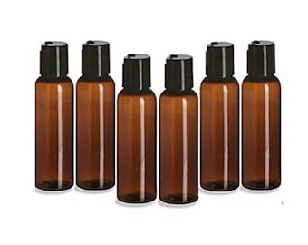 Amber Plastic Travel Bottles: 2oz TSA Approved Refillable Containers