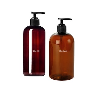 16 Unzen Bernsteinfarbene PET-Flasche mit schwarzer Lotion-Pumpe: Wiederbefüllbar, UV-Schutz