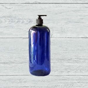 32oz Blue Plastic Bottle PET 1/pk Refillable Bottle Black Lotion Pump For Shampoo Hand Soap Body Wash Eco Friendly Reuseable Recyclable image 6