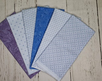 Blue and Purple Fat Quarter Fabric Bundle  100% Cotton - Quilting - Sewing - Patchwork - English Paper Piecing - Slow Stitching