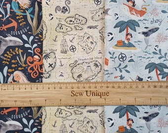 Pirate Adventures Fabric Fat Quarter Bundle 100% Cotton - Quilting - Sewing - Patchwork - English Paper Piecing