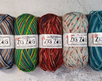 King Cole Zig Zag 4ply Sock Yarn - Socks - Shawl - Decorations - Gift - Knitting - Crochet