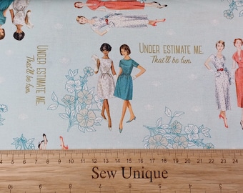 Simplicity Fabric  100% Cotton - Vintage Ladies Under Estimate Me - Quilting - Sewing