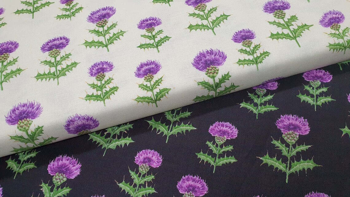 Scottish Thistle Fabric 100 Cotton Quilting Sewing Etsy