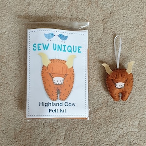 Make Your Own Cute Highland Cow - Felt Kit/ Sewing Kit / Cute Highland Cow / Hand Sewing Kit / Highland Coo