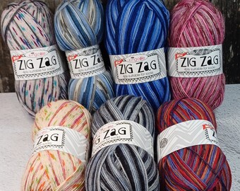 King Cole Zig Zag 4ply Sock Yarn - Socks - Shawl - Decorations - Gift - Knitting - Crochet