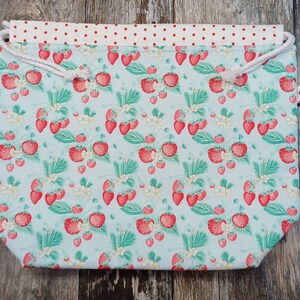 Strawberry Drawstring Project Bag Knitting Crochet Travel Craft Gift image 2