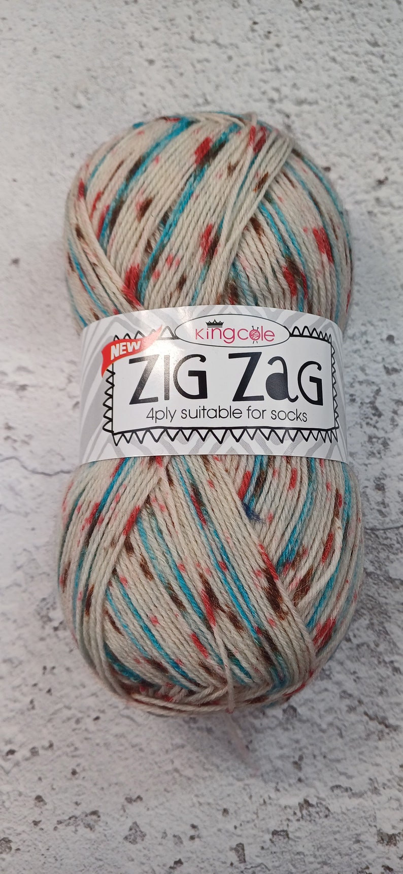 King Cole Zig Zag 4ply Sock Yarn Socks Shawl Decorations Gift Knitting Crochet Petrol