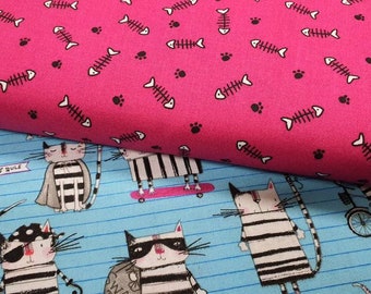 Cool Cat Club Fabrics 100% Cotton - Quilting - Sewing - Patchwork - English Paper Piecing