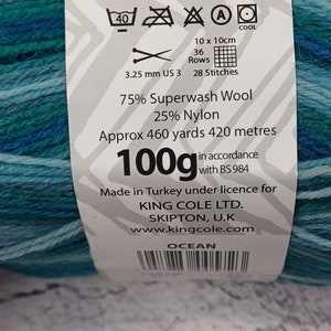 King Cole Zig Zag 4ply Sock Yarn Socks Shawl Decorations Gift Knitting Crochet image 7