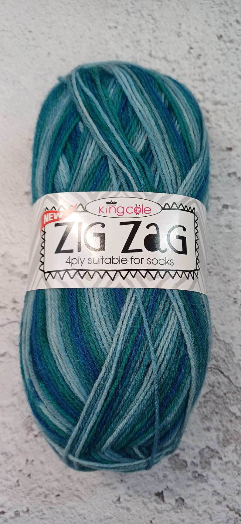 King Cole Zig Zag 4ply Sock Yarn Socks Shawl Decorations Gift Knitting Crochet Ocean