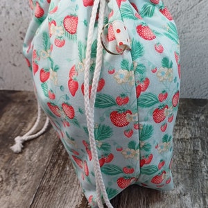 Strawberry Drawstring Project Bag Knitting Crochet Travel Craft Gift image 4