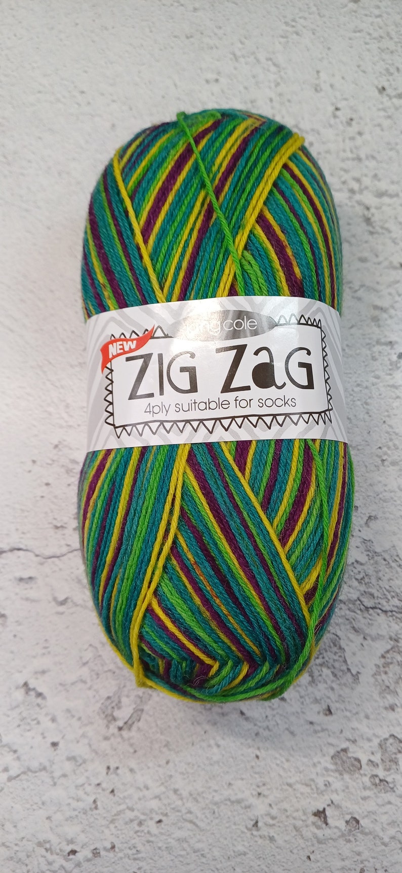 King Cole Zig Zag 4ply Sock Yarn Socks Shawl Decorations Gift Knitting Crochet Jester