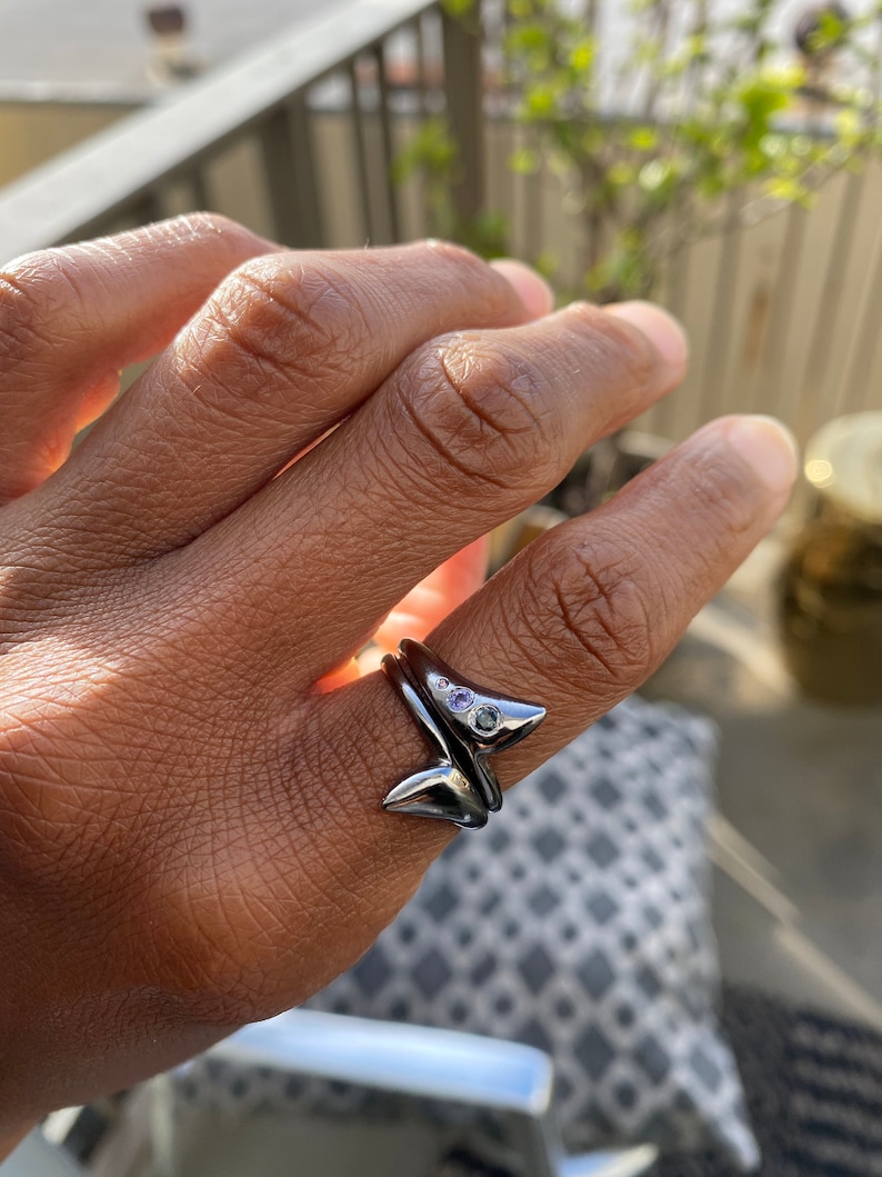 Stackable Rings Wave Rings w Stones Contemporary Made to Order