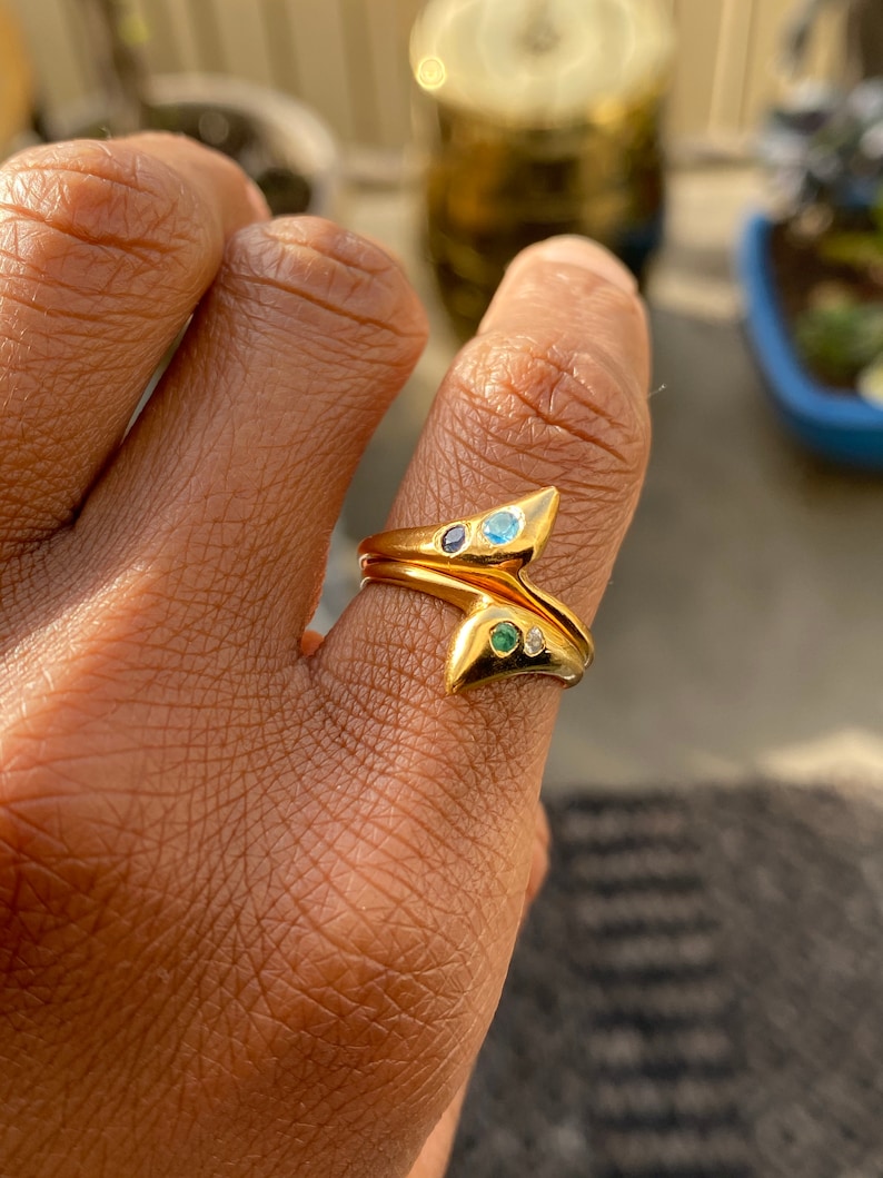 Stackable Rings Wave Rings w Stones Contemporary Made to Order
