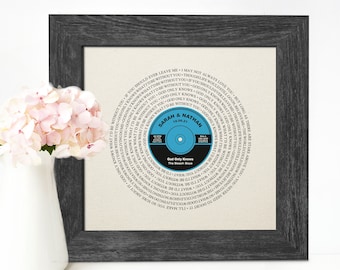 2nd Anniversary Gift, Personalized Cotton Print, First Dance Song
