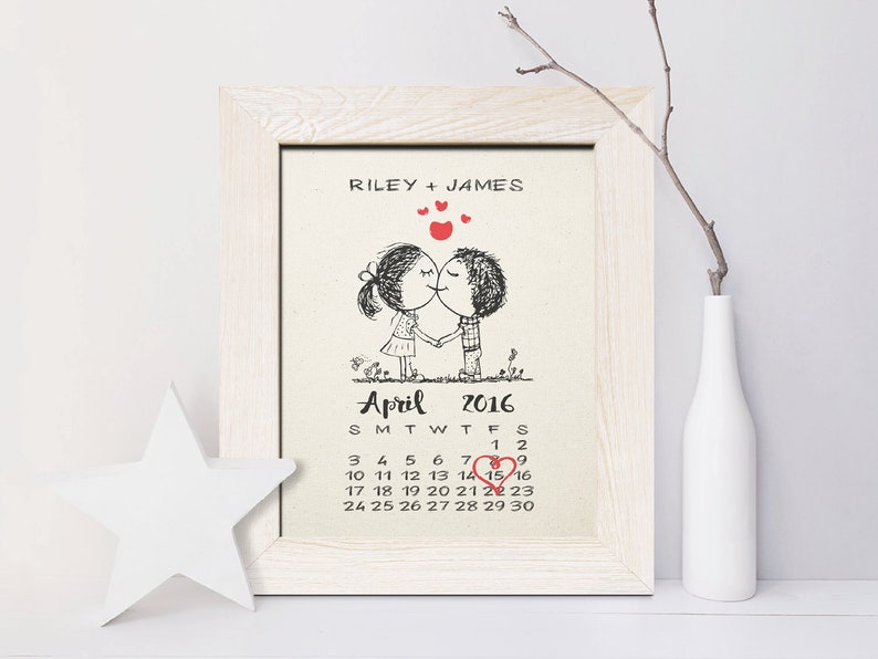 2nd Anniversary Gift, Cotton Cute Calendar imagen 2