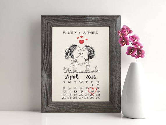 2nd Anniversary Gift, Cotton Cute Calendar