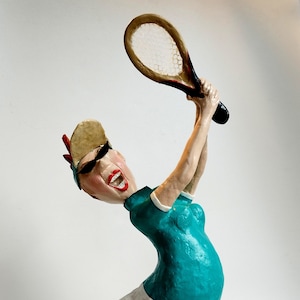 The tennis player- paper mache sculpture
