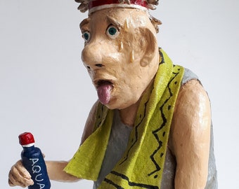 The price of fitness- paper mache sculpture,