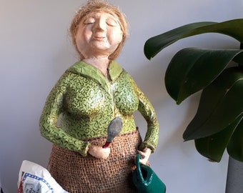 The proud gardener-Genia,paper mache sculpture