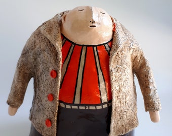 Paper mache sculpture - The old man with the earring