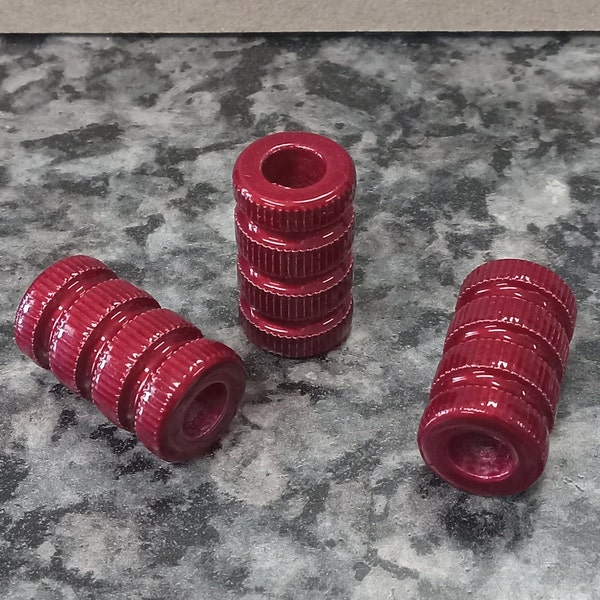 Knurl Crazy Cherry Red EDC Bead / Every Day Carry / Paracord Bead / Alum / CNC / Metal Bead / Beads / Jewelry Supplies / EDC Bead