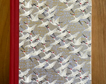 Blank Journal and Sketchbook - Cranes (red) - 128 pages  (large)