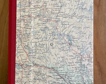 Single year, multi-year diary, calendar - 1963 Vintage Map of Quebec and Ontario (384 pages) - Memory book, daily journal